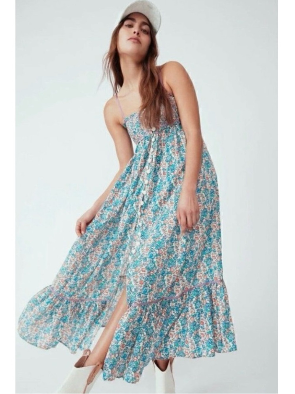 Free People Molly Jo Floral Midi Dress XS